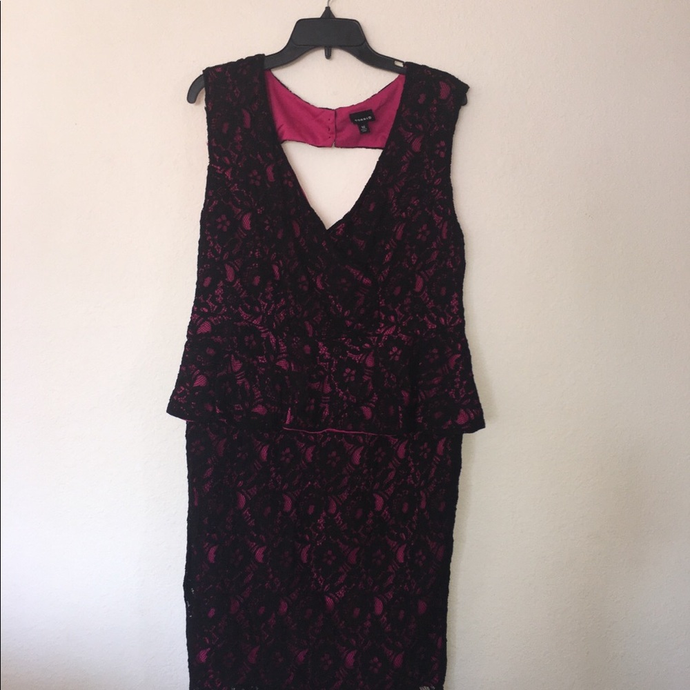 Pink and black peplum dress